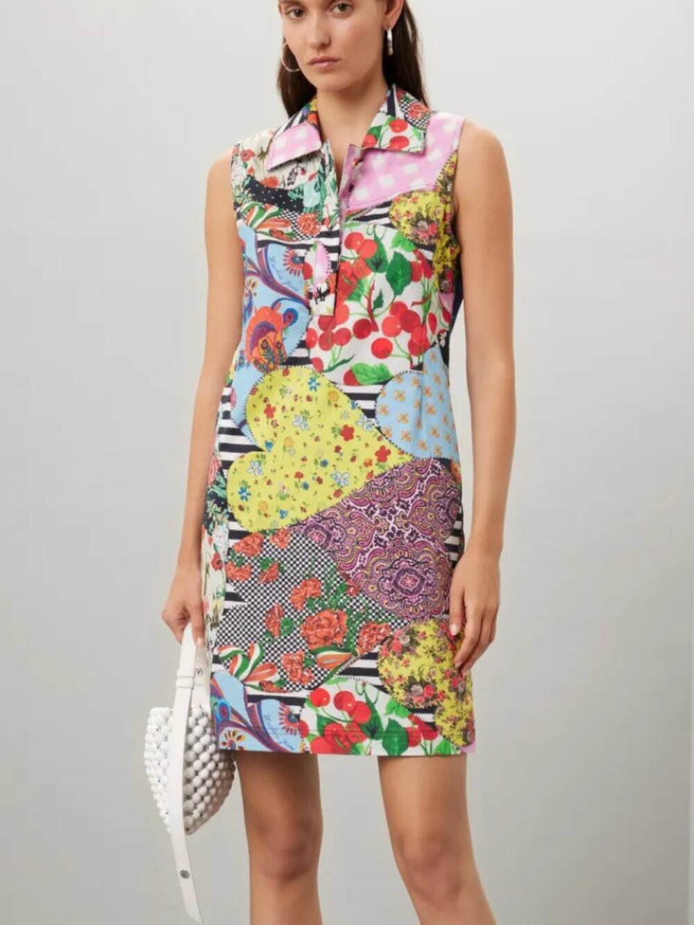 Moschino Jeans Archival fantasy Patchwork mini shirt dress Button up collared 8